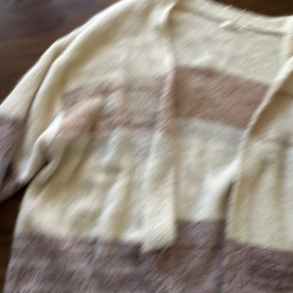 Maurices Plus Size Eyelash Striped  Open Cardigan Plus Size 0X Cream Sweater - Picture 5 of 15